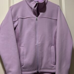 L.L Bean womens zip up nylon Fleece Lined Jacket zipper pockets Size M purple
